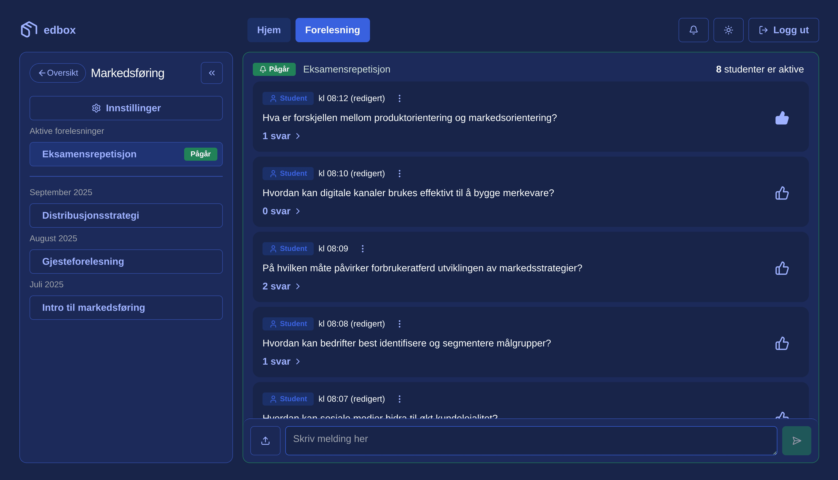 Skjermbilde av chat-funksjon