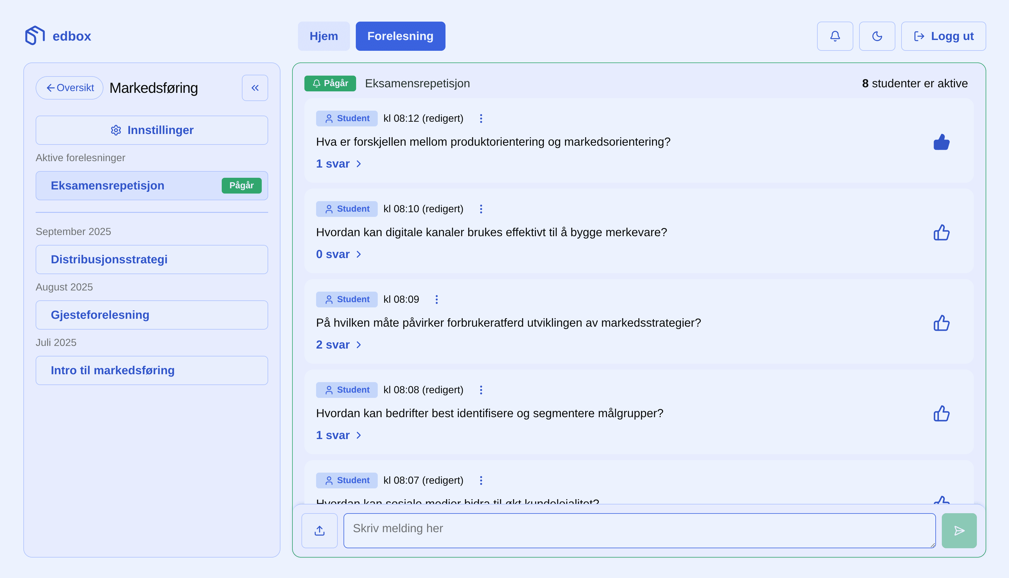 Skjermbilde av chat-funksjon